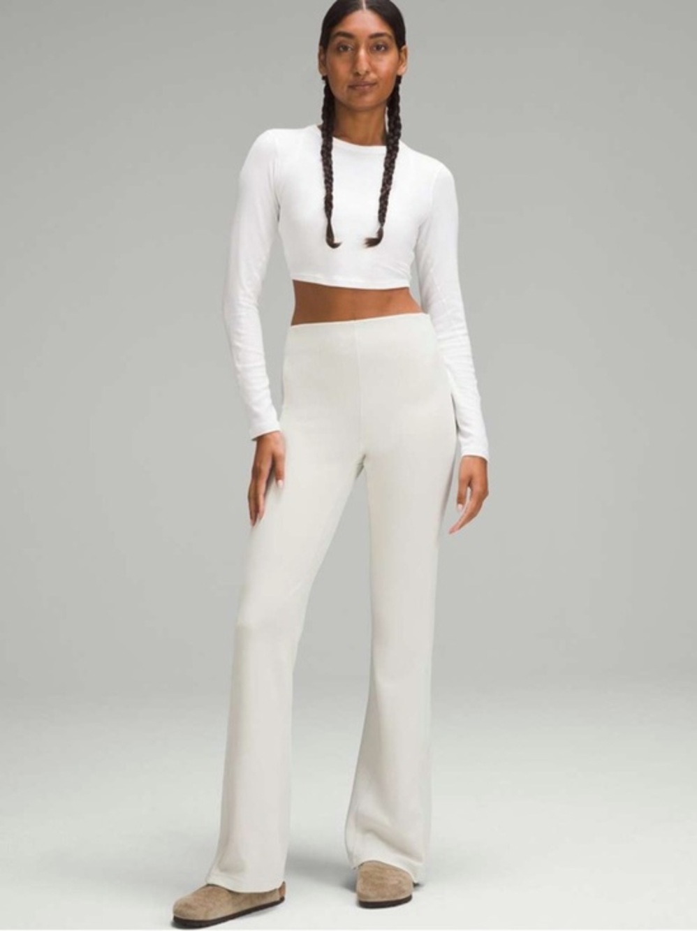Lululemon Brushed Softstreme Ribbed Zip Flared Pant Bone Size 4